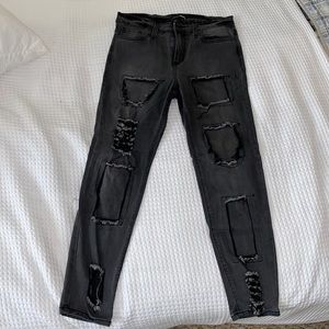 Women’s Gray Ripped Skinny Jeans